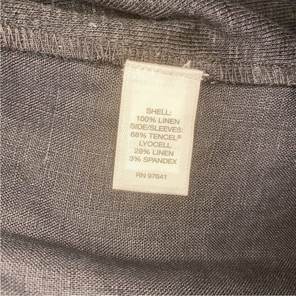 Pure Jill Black Short Sleeve Knit Side Panels Linen Midi Dress Sz L - Picture 4 of 6